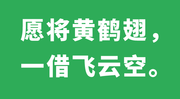 愿将黄鹤翅,一借飞云空的意义是甚么,来由、诠释,黄鹤是甚么鹤