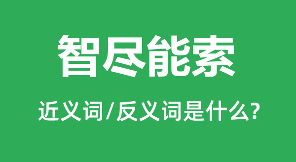 智尽能索的近义词和反义词是甚么,智尽能索是甚么意义