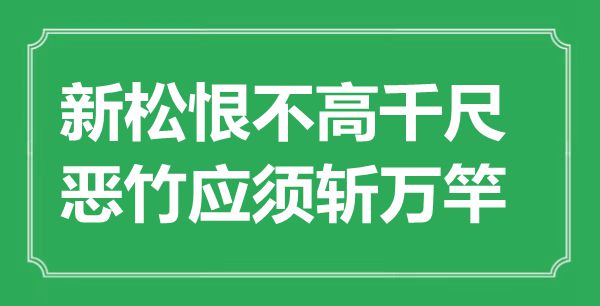 “新松恨不高千尺，恶竹应须斩万竿”是甚么意义,来由是那里