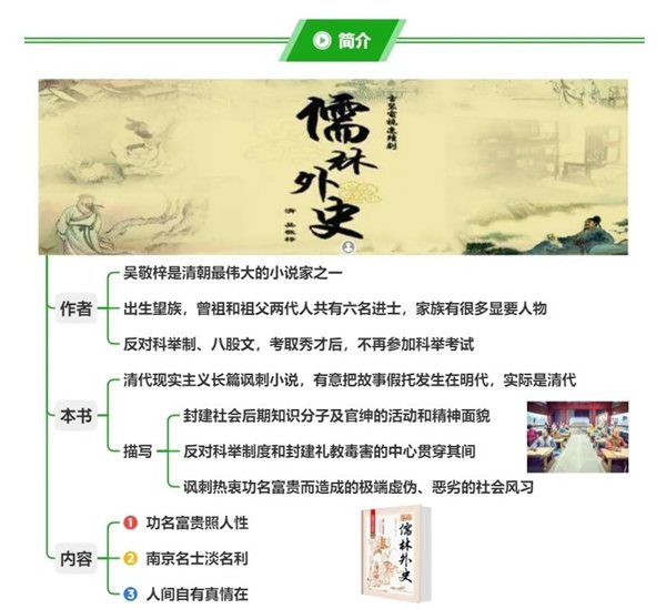 《儒林外史》念书条记摘抄,儒林外史好词好句及感悟赏析