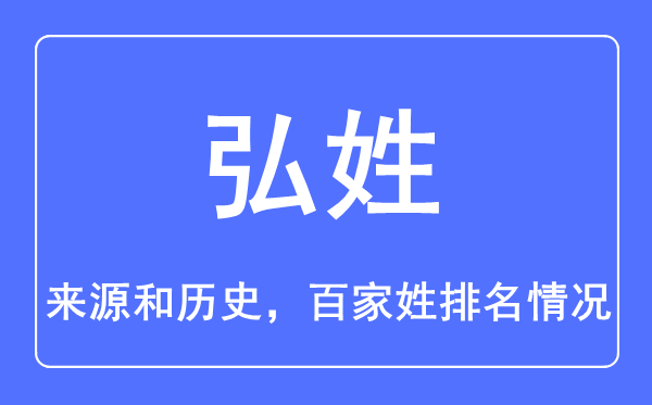 弘姓的来历和汗青,弘姓在百家姓排名第几?
