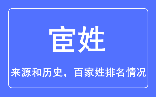 宦姓的来历和汗青,宦姓在百家姓排名第几？