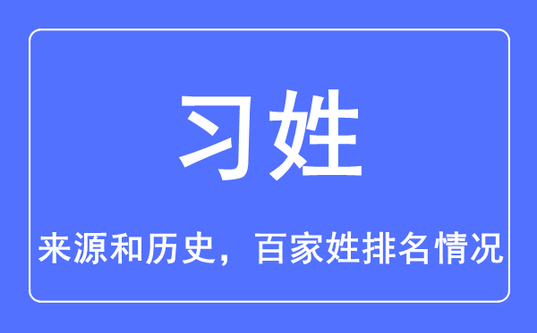 习姓的来历和汗青,习姓在百家姓排名第几?