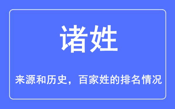 诸姓的来历和汗青,诸姓在百家姓排名第几？
