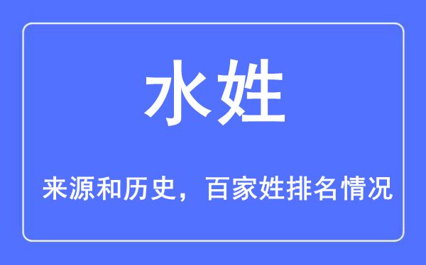 水姓的来历黄汗青,水姓在百家姓排名第几?