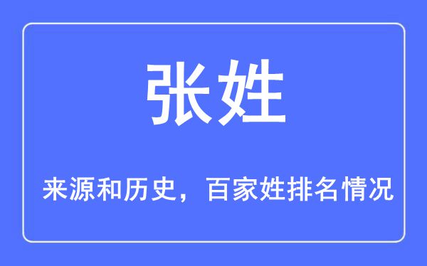张姓的来历黄汗青,张姓在百家姓排名第几？
