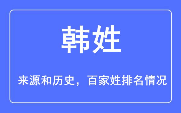 韩姓的来历黄汗青,韩姓在百家姓排名第几？