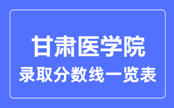 2023年高考几多分能上甘肃医学院？附各省登科分数线