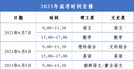 2023年黑龙江高考时辰支配,黑龙江高考时辰2023详细时辰表