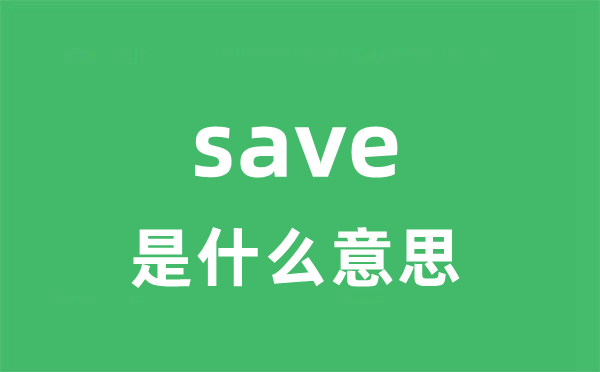 save是甚么意义