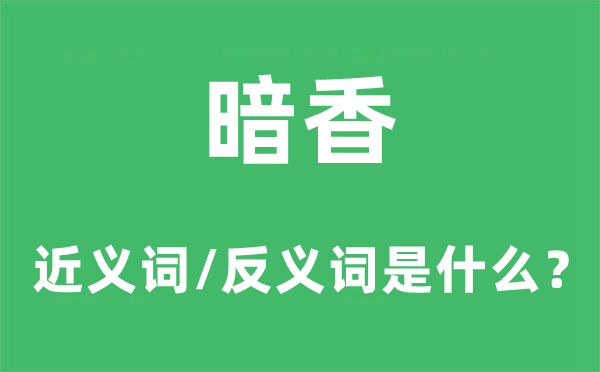 暗香的近义词和反义词是甚么,暗香是甚么意义