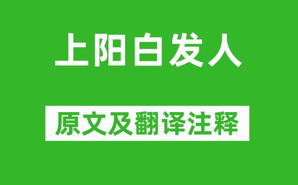 白居易《上阳青丝人》原文及翻译正文,诗意诠释