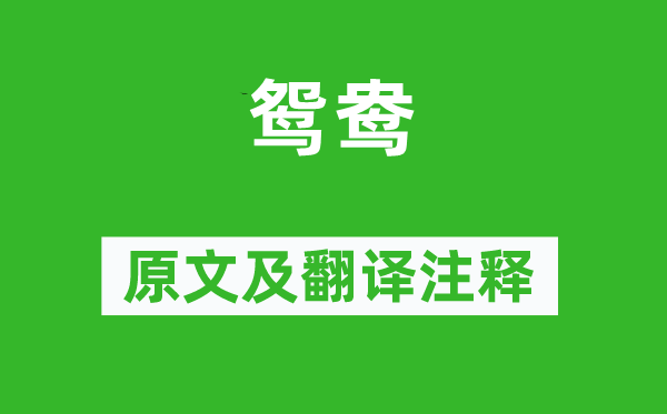 诗经·小雅《鸳鸯》原文及翻译正文,诗意诠释