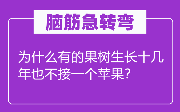 脑子急转弯：为甚么有的果树发展十几年也不接一个苹果？