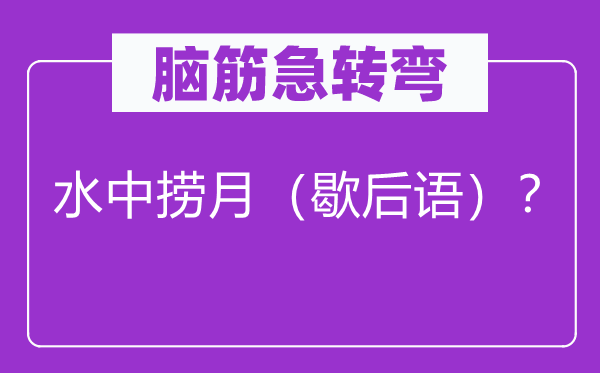 脑子急转弯：大海捞针（歇后语）？