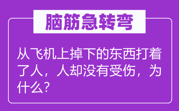 脑子急转弯：从飞机上掉下的东西打着了人，人却不受伤，为甚么？