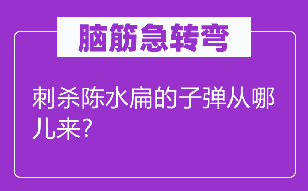 脑子急转弯：刺杀陈水扁的枪弹从哪儿来？