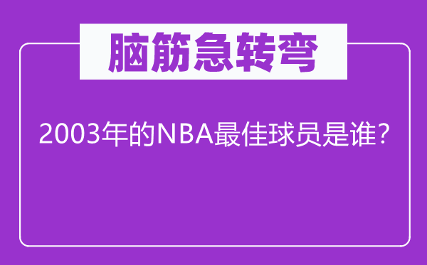 脑子急转弯：2003年的NBA最好球员是谁？