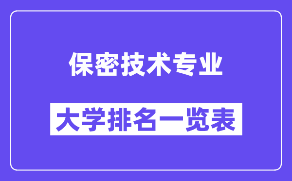 天下失密手艺专业大学排名一览表（最新排行榜）