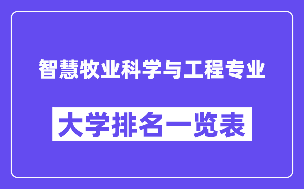 天下聪明牧业迷信与工程专业大学排名一览表（最新排行榜）
