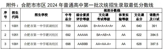2024年合肥一中考入清华北大人数是几多？附积年分数线