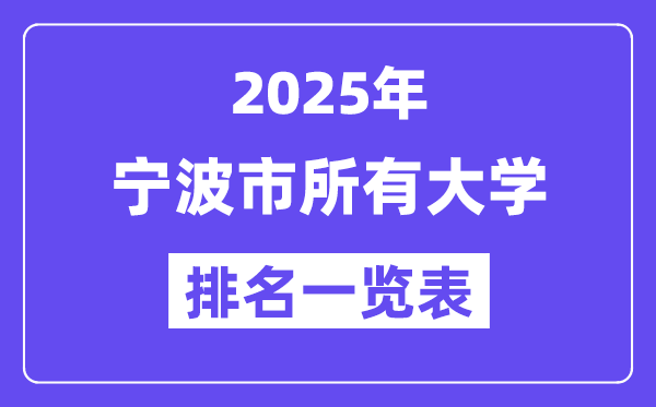 2025年宁波市一切大学排名一览表（14所完全版）