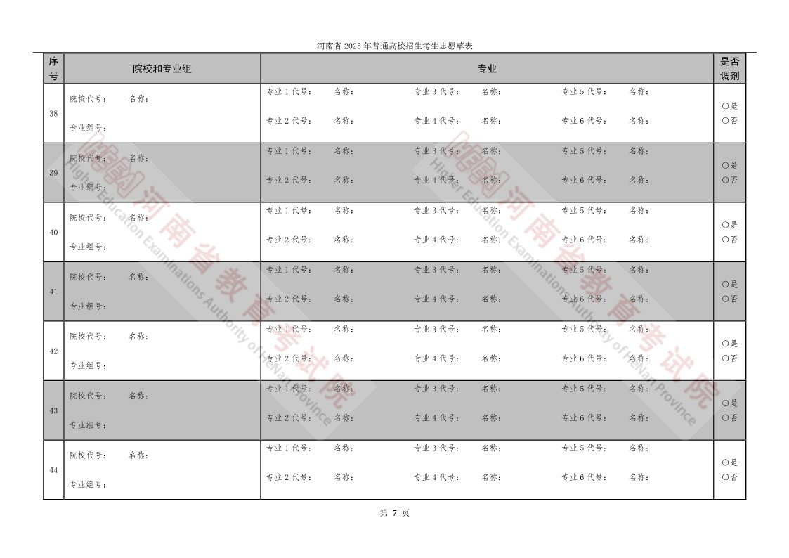 2026年河南高考自愿表格填写范本(附查找进口及自愿数目)