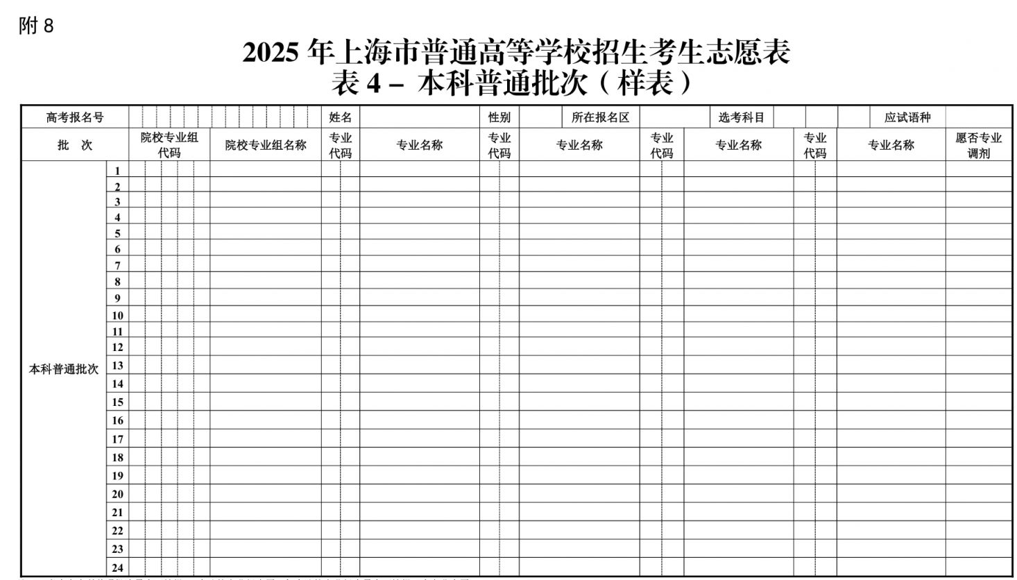 2026年上海高考自愿表格填写范本(附查找进口及自愿数目)
