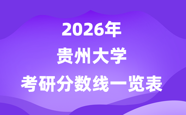 贵州大学2026考研分数线一览表（含2025年复试线）